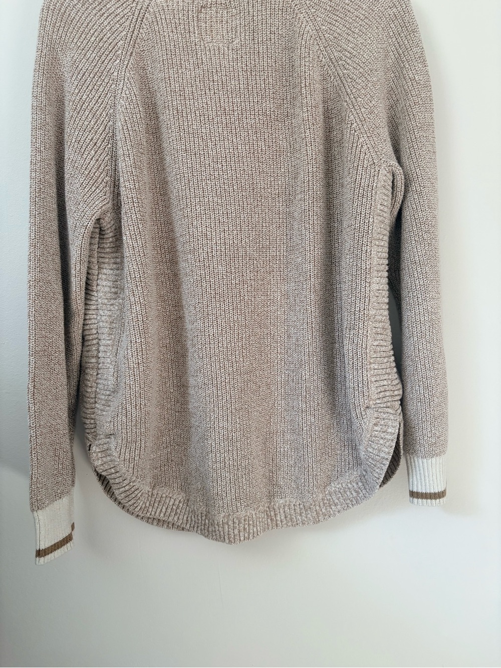 Roots Cabin Chunky Cotton Blend Crewneck Sweater | Oatmeal | Small - Picture 7 of 10